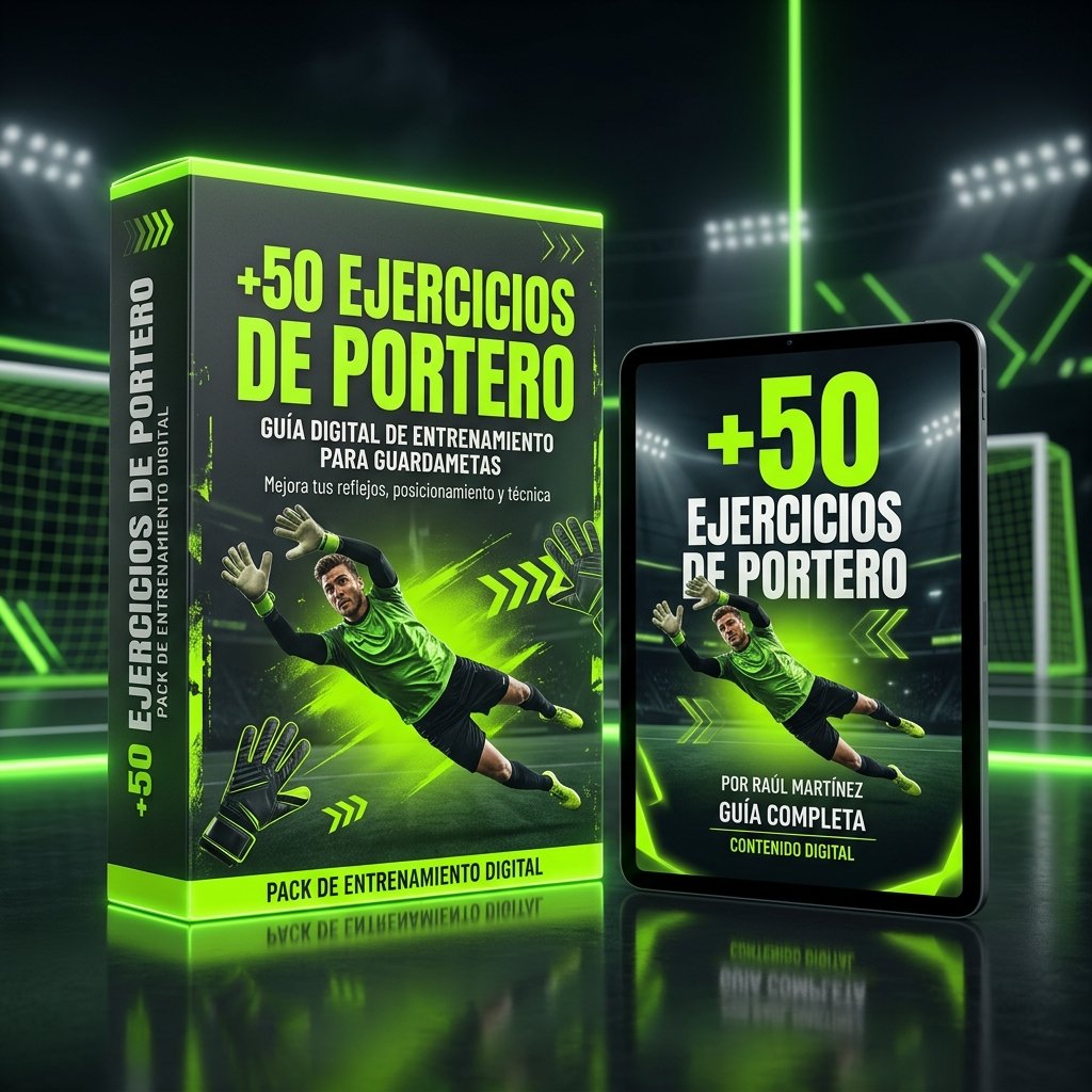 Mockup 3D de los PDFs de Ejercicios de Portero